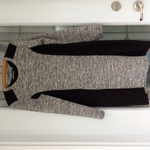 Athleta Gap Size M Midi Grey+Black Long Slv Pockets Stretchy Dress Excel. Cond.